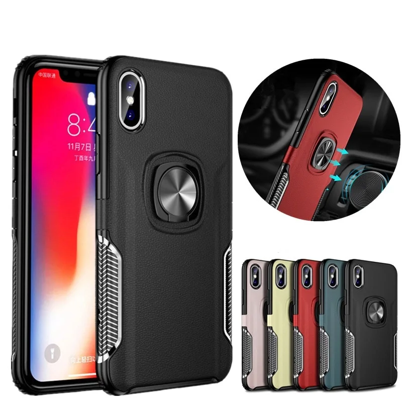 2019 Rubber Shockproof Rugged Armor Ring Stand Cover For Iphone X Case