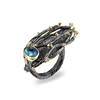 Cicada Design Moroccan Silver Sterling 925 Ring with Black Gold Plated