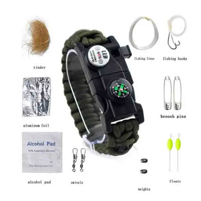 Multi function emergency paracord bracelets best wilderness survival-kit for camping fishing and more