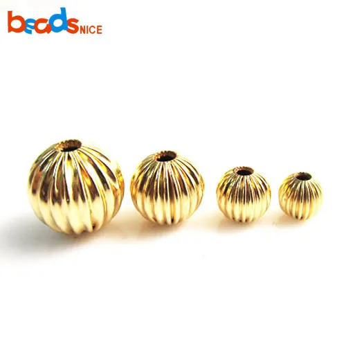 

Beadsnice Yellow Gold Corrugated bead GF 14/20 gold filled findings 4-9mm