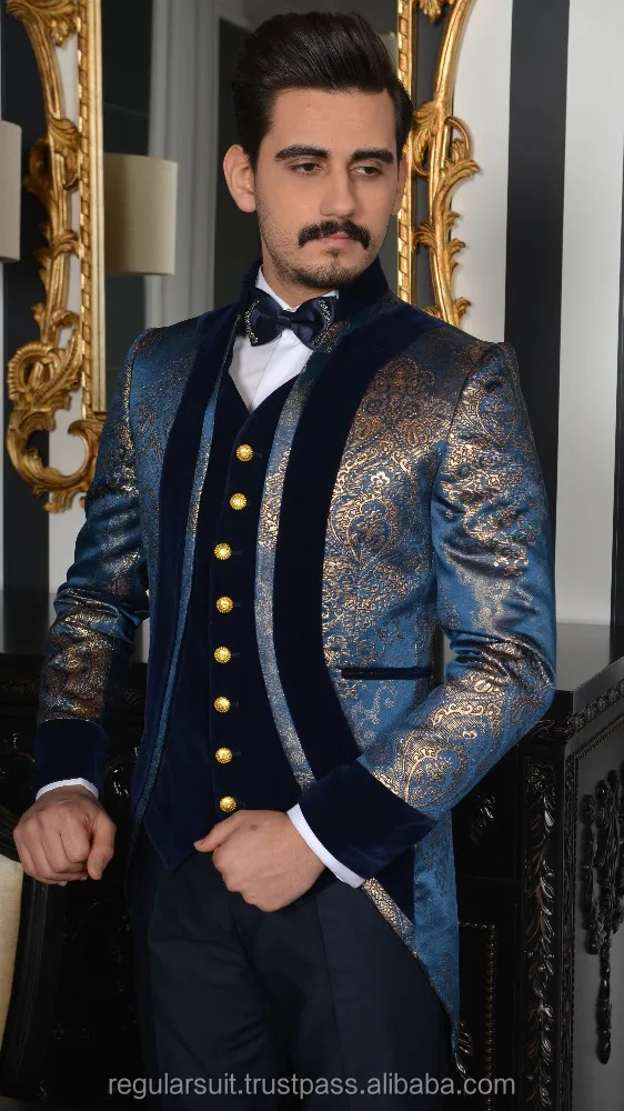 
Custom Made Blue High Quality Wedding Men Suit 