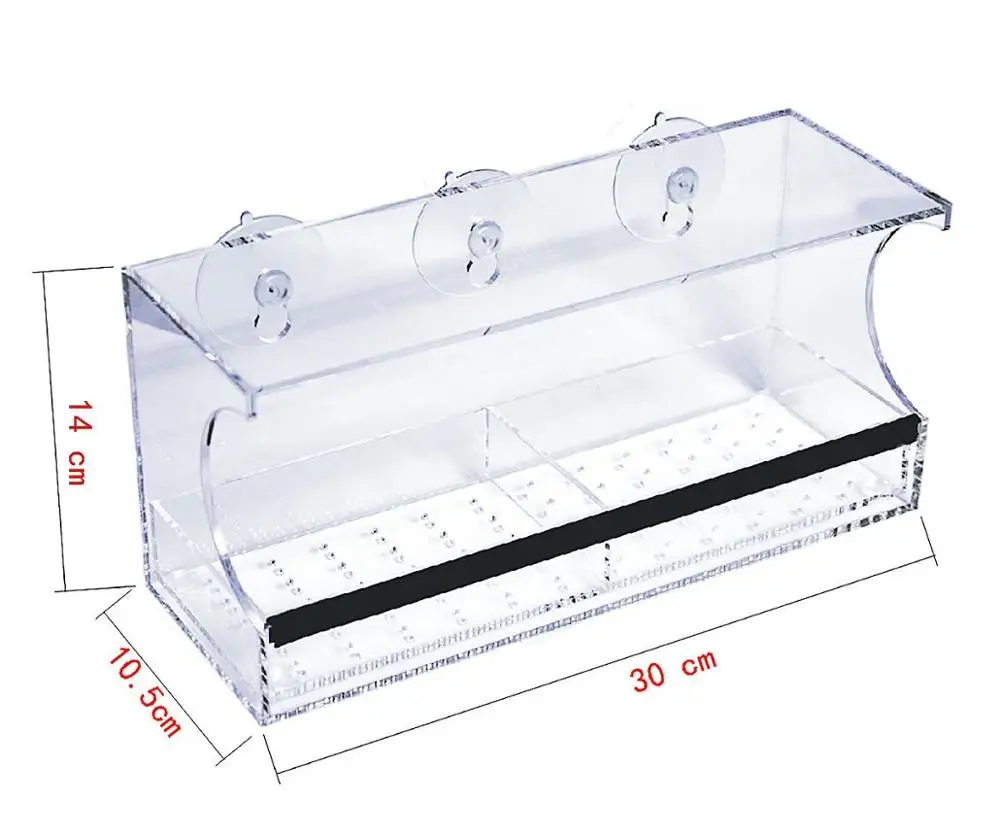 
Wholesale large Window Bird Feeder House ,Acrylic Window Bird Feeder with Strong Suction Cups with removable tray drain holes 