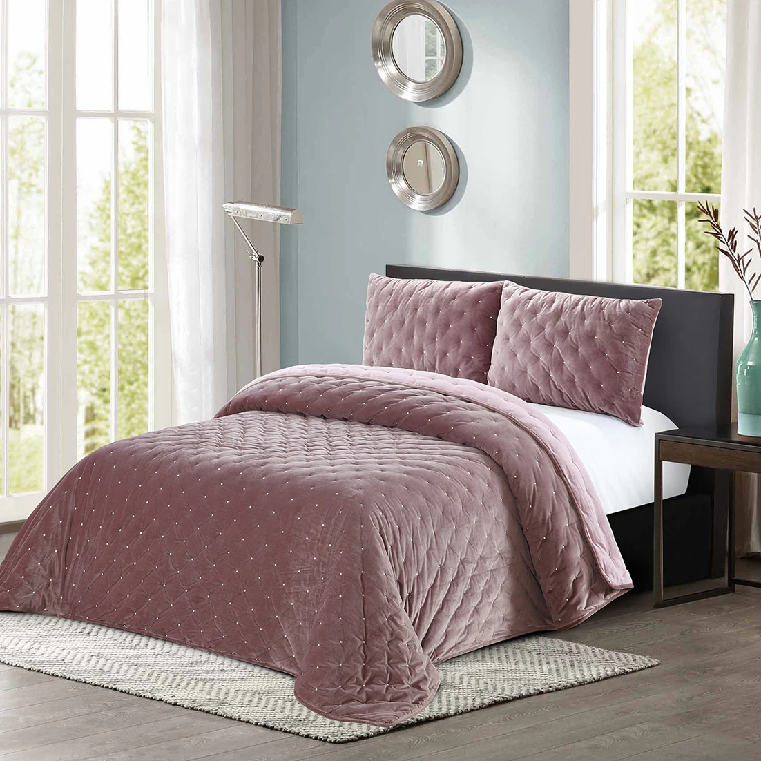 Luxury Velvet Dot Stiching Quilted Bedding Sets Comforter Sets Hot Sell On Hemitextil 2018 Buy