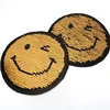 Private Customized Smile Face Logo Adhesive Backing Wholesale Sequin Reversible Embroidery Fabric Patches for Skirts
