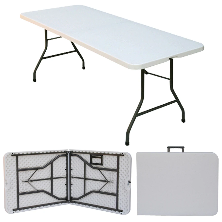 6ft White Plastic Folding Table - Rectangular - Super Tough,Folds - 6ft White Plastic Folding Table - Rectangular - Super Tough,Folds