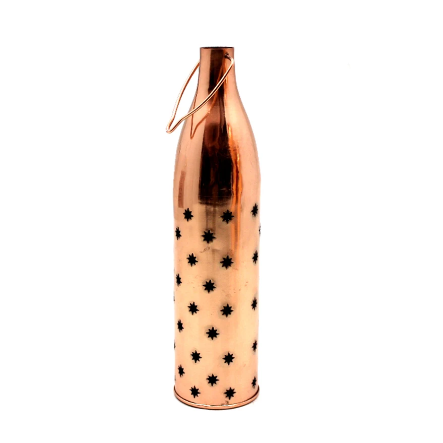 copper plating round tea light metal bottle holder