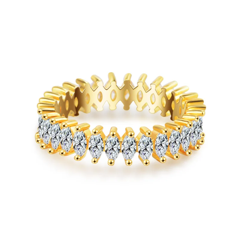 

ZR0009 latest designs simple 18K gold inlay crystal cubic zircon gold ring women