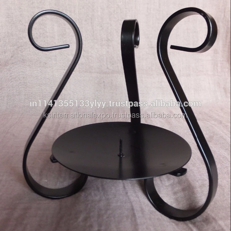 Black Iron Scroll Metal Church Pillar Candle Stand Holder Buy