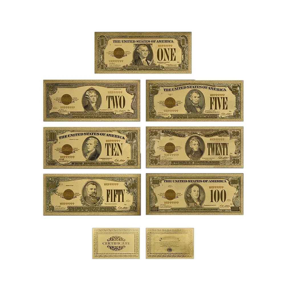 1928 Year 5 Dollar 24k Gold Banknote 999 Gold Foil Paper Money In PVC Frame 