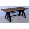 Old railwood aged top table with industrial base/ Industrial crank table with recycled wooden railway tray Industrial crank