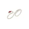 Wholesale Ruby & White Topaz Gemstone Girls Fashion Ring Snake Design Double Finger Ring 925 Silver Manufacturer Jaipur Jewelry