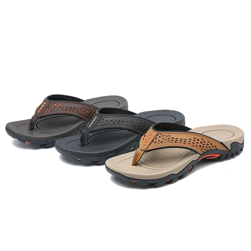 Summer Beach Outdoor Leather Slippers For Men Shoes - Buy Summer ...