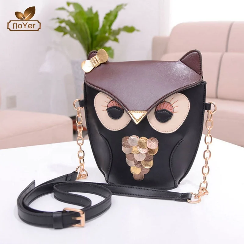 

Stylish cute women owl leather bags and purses animal mobile phone pouch cross body bags, Multicolor