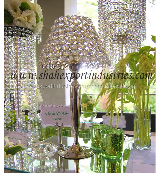 Crystal Table Lamp Wedding Centerpieces Candelabra Tealight Candlestick