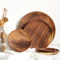 

Cheap price kitchenware Restaurant Round Acacia wood serving tray