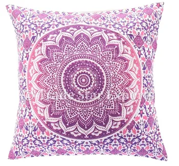 Indian Mandala Pillow Case Ombre Fabric Ethnic Pillow 16x16 Screen