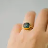 raw emerald gemstone yellow gold plating may birthstone solitaire stacking 925 sterling silver ring