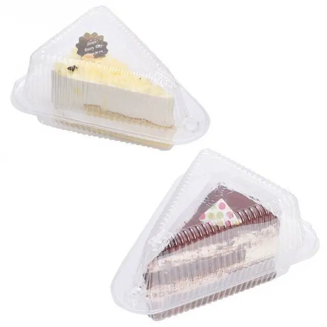 

custom clear hinge disposable plastic clamshell dessert slice triangle sandwich container box packaging