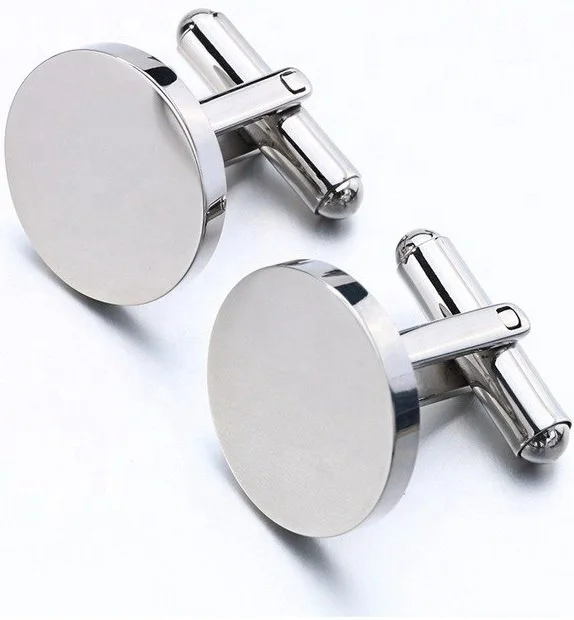 

316L Stainless Steel Cufflinks,  Round cufflinks blank for engraving, Accept personalized customization
