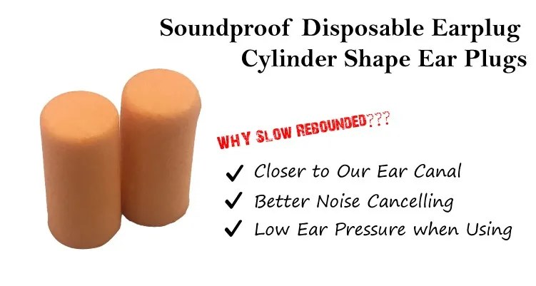 Soundproof Disposable Earplug Cylinder Shape Foam Ear Plugs