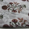 Indian Floral Print Colorful Hand Block Printed Fabric, Soft Cotton Natural Color Hand Made Garment Fabric Bagru Print