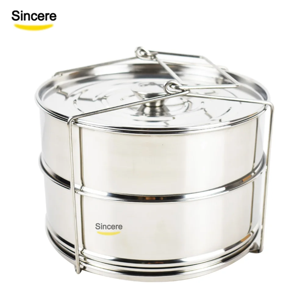 

2 tier Stainless steel Insert Pans stackable food steamer insert for Pressure Cooker, N/a