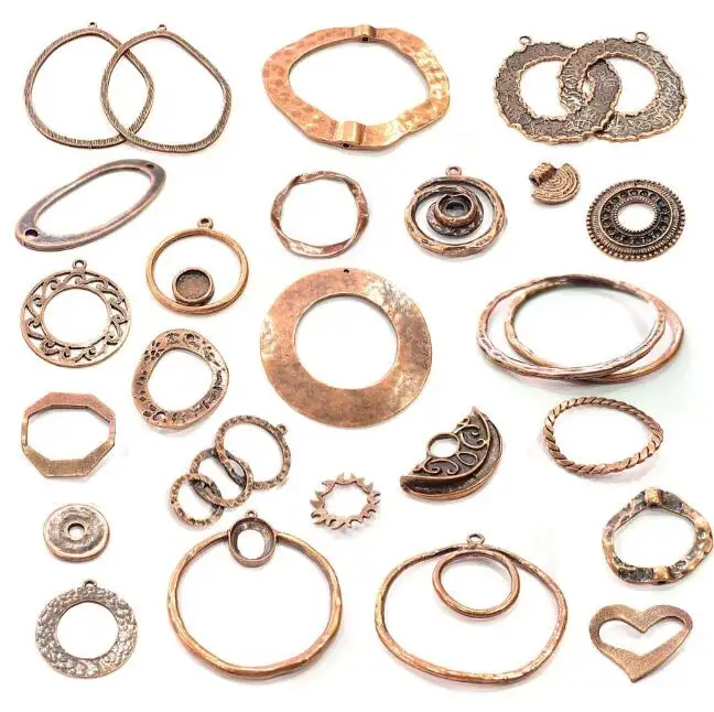 

Nickel Free Lead Free Metal Zinc Alloy Antique Copper Hammered Circle Connector Wave Round Disc Blank Ring Jewelry Findings