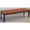 Iron Industrial Leather Upholstery Wooden Patio Benches