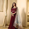 Women's Indian Colorful design embroidery work Anarkali Style Floor Touch Salwar Suit