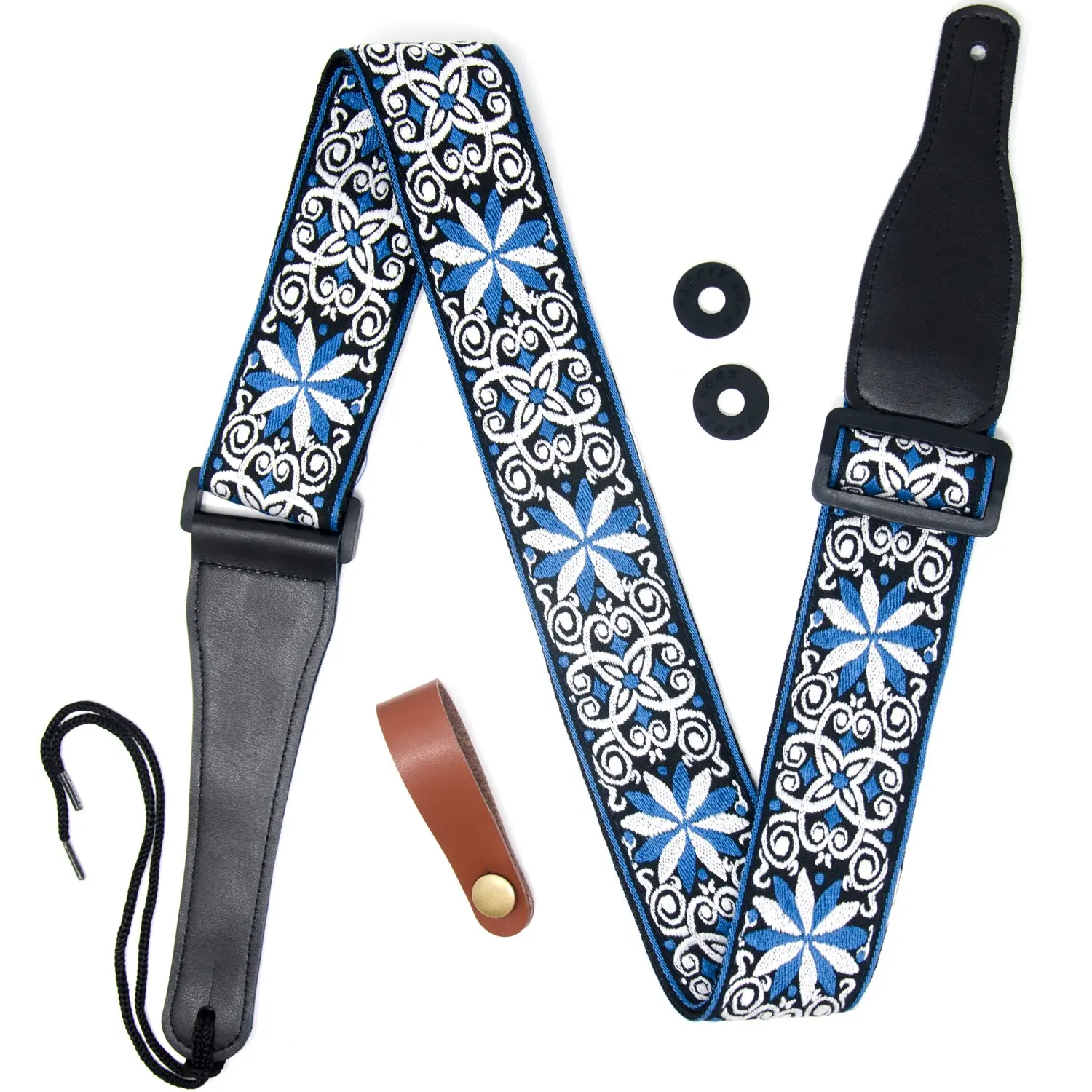 Buy CLOUDMUSIC Guitar Strap Jacquard Weave Strap With Leather Ends