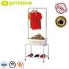 Taiwan Manufacturer Steel tube clothes hanger stand with laundry hamper