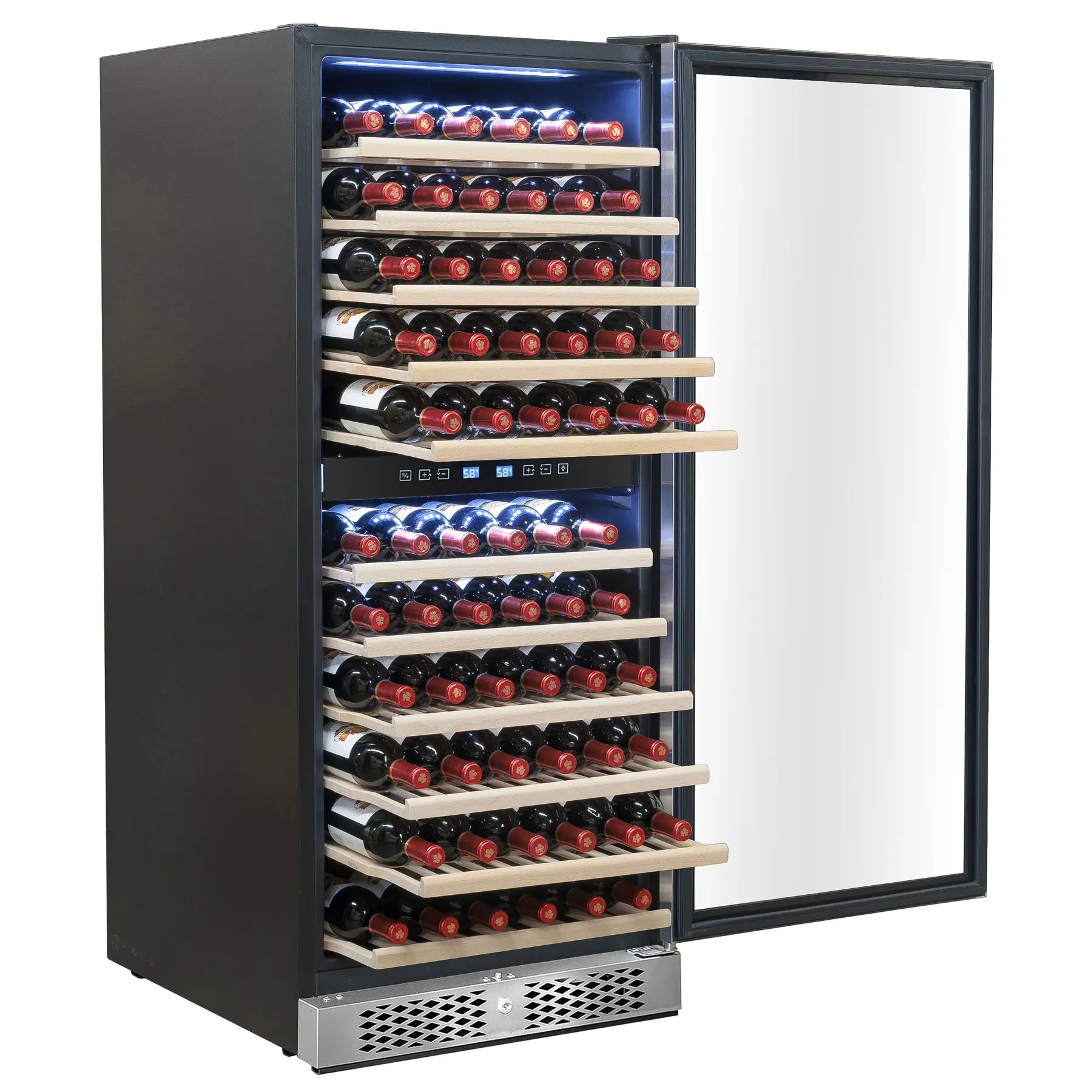 AKDY 116 Bottles Dual Zone Built-in Compressor Freestanding Wine Cooler w/ Touch Control Panel
