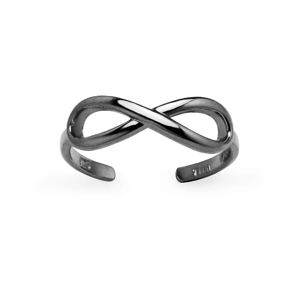 
Black Sterling Silver Infinity Adjustable Toe Ring 