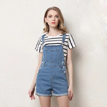 denim jumpsuit shorts womens