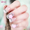 AY0097 wholesale pink french flower 3d false nails press on nails artifical pre designed with glue 24 pcs/box false nail tips