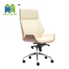 (KIM) 5-Star Metal Base and Caster Wheels Wooden Frame Elegant Swivel Home Office Executive Chair