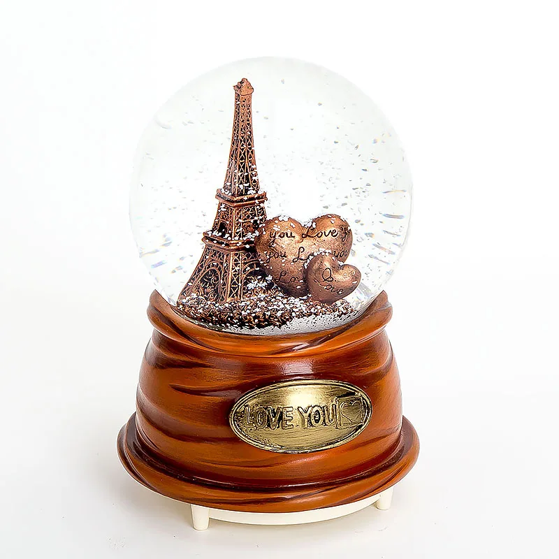 Lighted And Music Snow Globe Paris France Eiffel Tower Souvenirs Heart Shape Snowball With Auto Spraying Snow Function 100mm Buy Music Snow