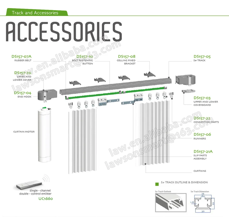 Somfy Motorized Sliding Dooya Smart Curtain Track Automatic Electric