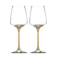 

High Quality Lead-free Crystal Wedding Wine Glasses with Golden Flakes