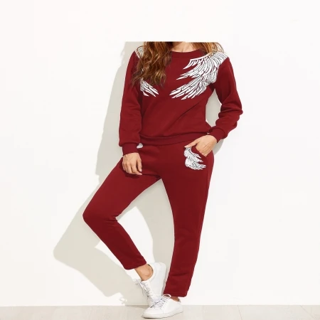 burgundy jogging suit