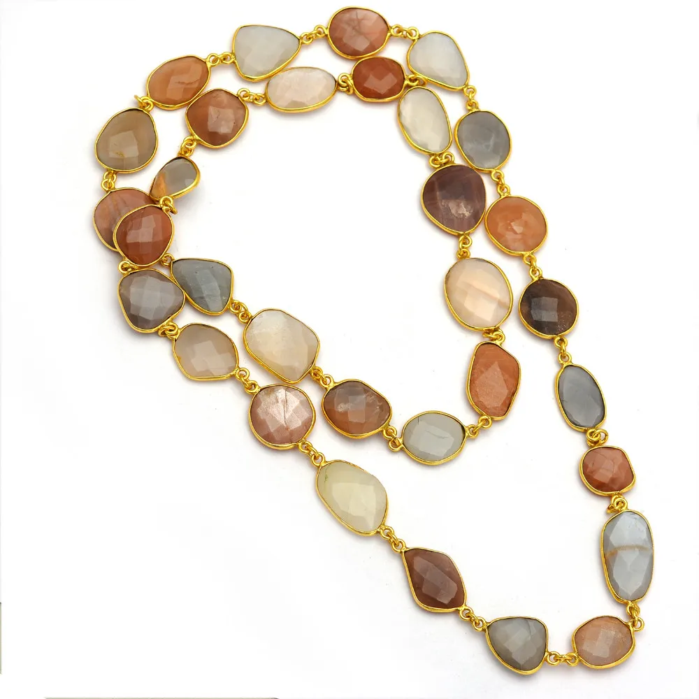 Sterling Silver Bezel Set Mix Gemstone Necklace Buy Sterling Silver