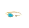 Gold Vermeil Turquoise and Cubic Zircon Gemstone Adjustable Ring