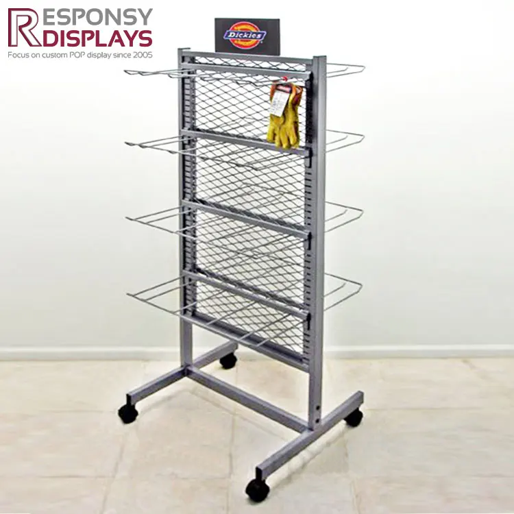 Pop High Quality Floor Metal Stand Gloves Display Rack With Adjustable