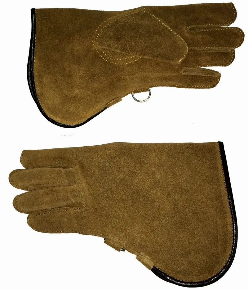 Tan Brown Falconry Glove Single Layer Medium Size Suede Leather 12 Inches Long 