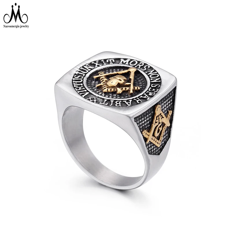 

Gold Plated Skull Mason Ring Men Stainless Steel 316l Jewelry Accessories