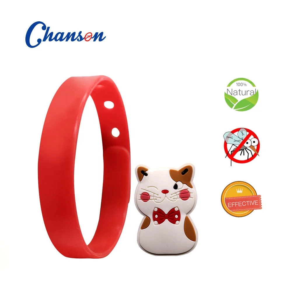 

promotion products baby mosquito repellent silicone wristband cat bracelets insect repeller, Black, red, yellow, green, blue