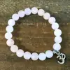 Rose Quartz Anklet with OM Charm : Gemstone Chakra Anklets