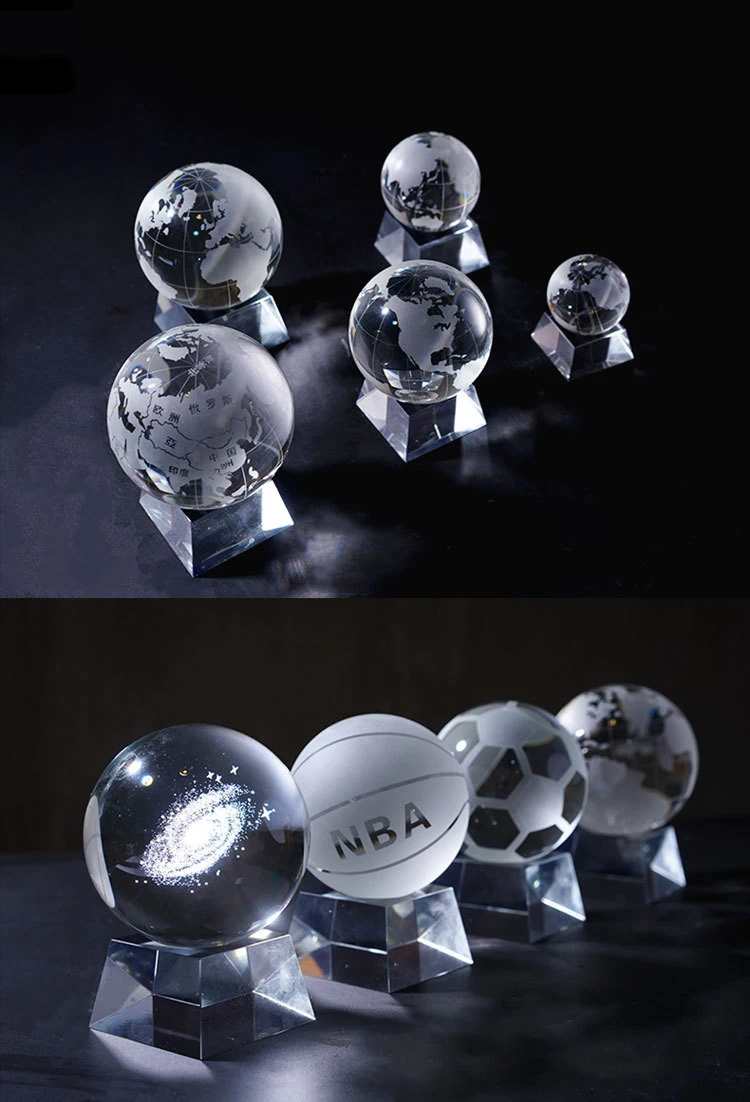 K9 Optical Crystal Ball on Cube Trophy