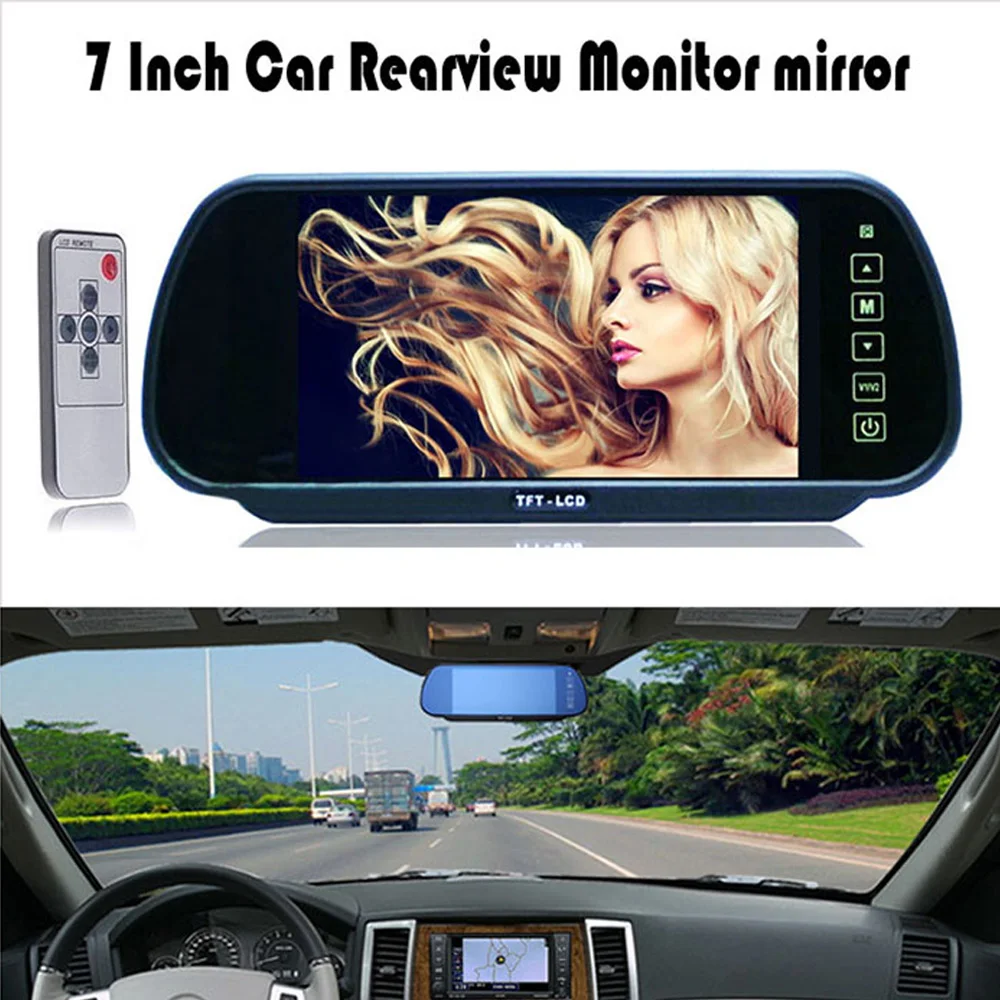 7 Inch Tft Lcd High Resolution Car Rear View Mirror Monitor Dc 12v 24v