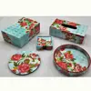 Printed technique perfect living room decoration set of Tray, Placemat, Tissue Box Coaster and bucket FHTS-3
